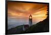Cape Meares Lighthouse at golden hour, Tillamook County, Oregon, USA-Panoramic Images-Framed Photographic Print