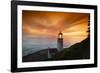 Cape Meares Lighthouse at golden hour, Tillamook County, Oregon, USA-Panoramic Images-Framed Photographic Print
