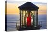 Cape Meares Lighthouse Lens at Sunset, from Cape Meares, Oregon, USA-Craig Tuttle-Stretched Canvas