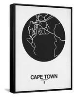 Cape Town Street Map Black on White-NaxArt-Framed Stretched Canvas