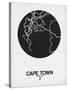 Cape Town Street Map Black on White-NaxArt-Stretched Canvas