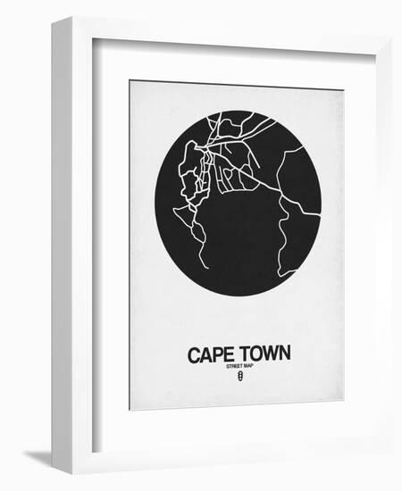 Cape Town Street Map Black on White-NaxArt-Framed Art Print