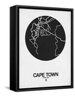 Cape Town Street Map Black on White-NaxArt-Framed Stretched Canvas