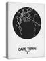 Cape Town Street Map Black on White-NaxArt-Stretched Canvas