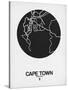 Cape Town Street Map Black on White-NaxArt-Stretched Canvas