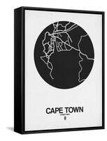 Cape Town Street Map Black on White-NaxArt-Framed Stretched Canvas