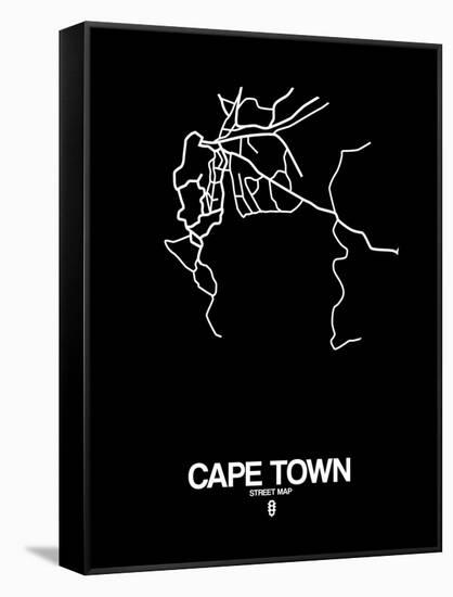 Cape Town Street Map Black-NaxArt-Framed Stretched Canvas