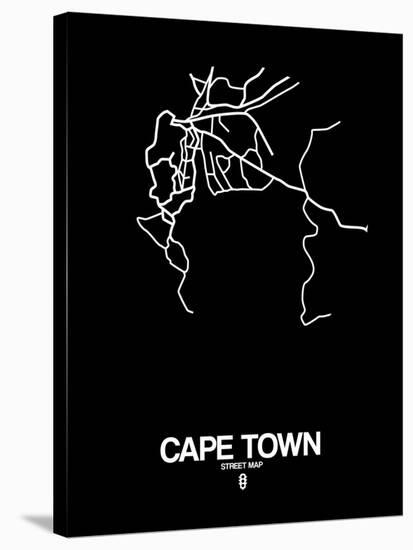 Cape Town Street Map Black-NaxArt-Stretched Canvas