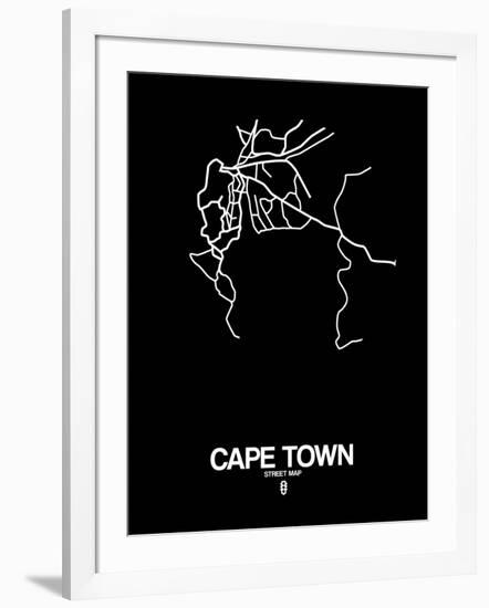 Cape Town Street Map Black-NaxArt-Framed Art Print