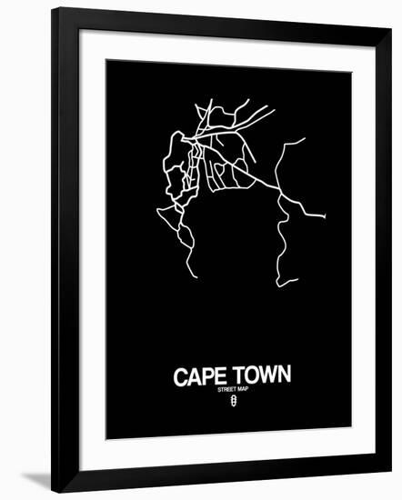 Cape Town Street Map Black-NaxArt-Framed Art Print