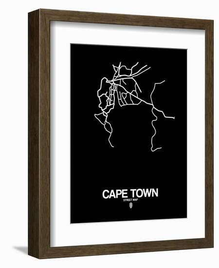 Cape Town Street Map Black-NaxArt-Framed Art Print