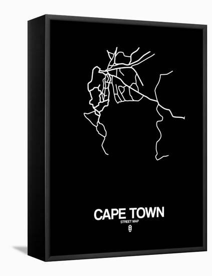 Cape Town Street Map Black-NaxArt-Framed Stretched Canvas