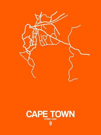 'Cape Town Street Map Orange' Posters - NaxArt | AllPosters.com