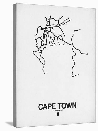 Cape Town Street Map White-NaxArt-Stretched Canvas