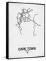 Cape Town Street Map White-NaxArt-Framed Stretched Canvas