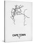 Cape Town Street Map White-NaxArt-Stretched Canvas