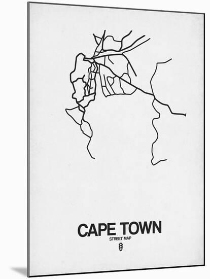 Cape Town Street Map White-NaxArt-Mounted Art Print