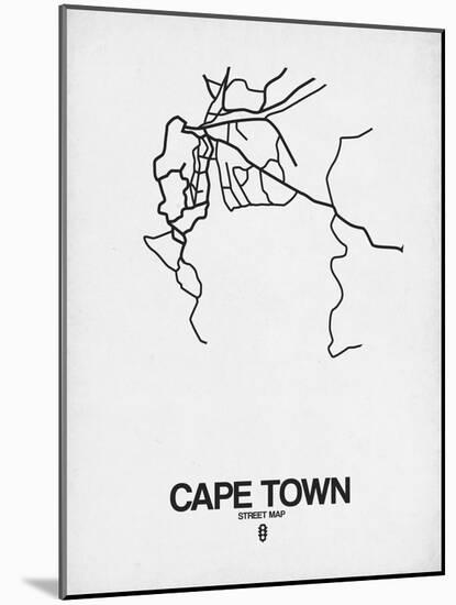 Cape Town Street Map White-NaxArt-Mounted Art Print