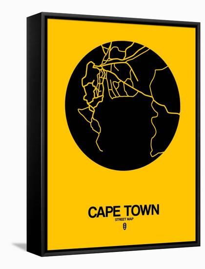 Cape Town Street Map Yellow-NaxArt-Framed Stretched Canvas