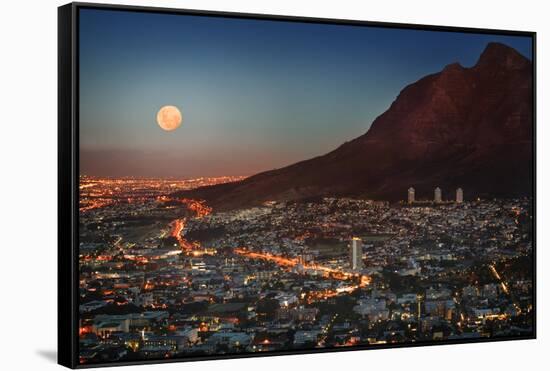 Cape Town under Full Moon-Jon Hicks-Framed Stretched Canvas