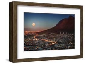 Cape Town under Full Moon-Jon Hicks-Framed Photographic Print