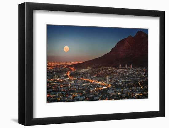 Cape Town under Full Moon-Jon Hicks-Framed Photographic Print