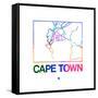 Cape Town Watercolor Street Map-NaxArt-Framed Stretched Canvas