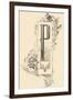 Capital Letter P Decorated with Plant and Bird Motifs .,1880 (Illustration)-Jules Auguste Habert-dys-Framed Giclee Print