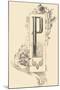 Capital Letter P Decorated with Plant and Bird Motifs .,1880 (Illustration)-Jules Auguste Habert-dys-Mounted Giclee Print