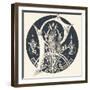 Capital Letter P Decorated with Symmetric Motifs and a Feline., 1880 (Engraving)-Augusta Crofton-Framed Giclee Print