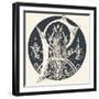 Capital Letter P Decorated with Symmetric Motifs and a Feline., 1880 (Engraving)-Augusta Crofton-Framed Giclee Print