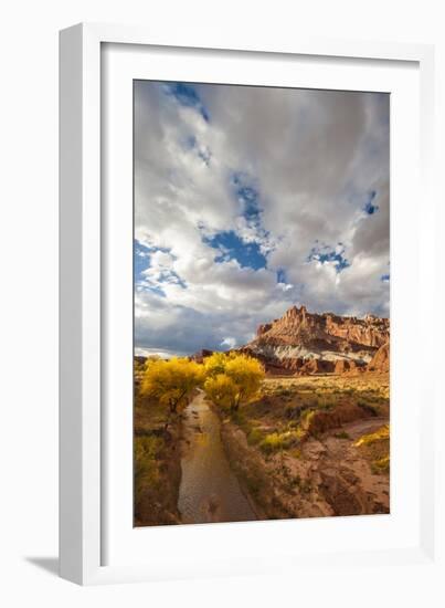 Capital Reef National Park. Autumn Reflections, the Castle and Sulphur Creek-Judith Zimmerman-Framed Photographic Print