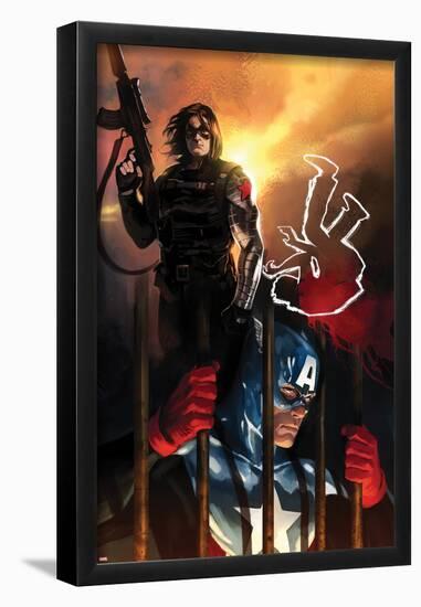 Capitan America No.612 Cover: Captain America and Winter Soldier Standing-Marko Djurdjevic-Framed Poster