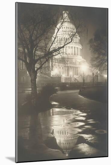 Capitol at Night, Washington, D.C.-null-Mounted Art Print