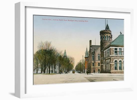 Capitol Avenue, Lansing, Michigan-null-Framed Art Print