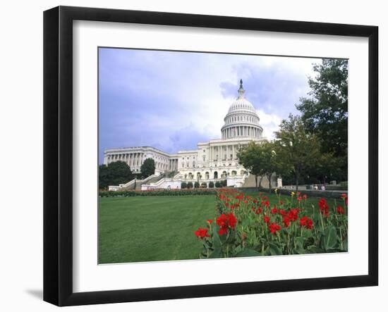 Capitol Building and Colorful Flowers, Washington DC, USA-Bill Bachmann-Framed Photographic Print