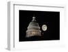 Capitol Building Dome Detail an Full Moon at Night, Washington DC - United States-Orhan-Framed Photographic Print