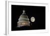 Capitol Building Dome Detail an Full Moon at Night, Washington DC - United States-Orhan-Framed Photographic Print