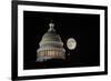 Capitol Building Dome Detail an Full Moon at Night, Washington DC - United States-Orhan-Framed Photographic Print