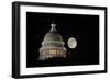 Capitol Building Dome Detail an Full Moon at Night, Washington DC - United States-Orhan-Framed Photographic Print