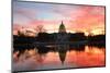 Capitol Building in a Cloudy Sunrise with Mirror Reflection, Washington D.C. United States-Orhan-Mounted Photographic Print