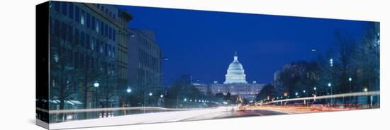 Capitol Building Lit Up at Dusk, Pennsylvania Avenue, Washington DC, USA-null-Stretched Canvas