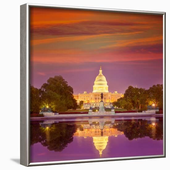 Capitol Building Sunset Congress of USA Washington DC US-holbox-Framed Photographic Print