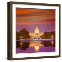 Capitol Building Sunset Congress of USA Washington DC US-holbox-Framed Photographic Print