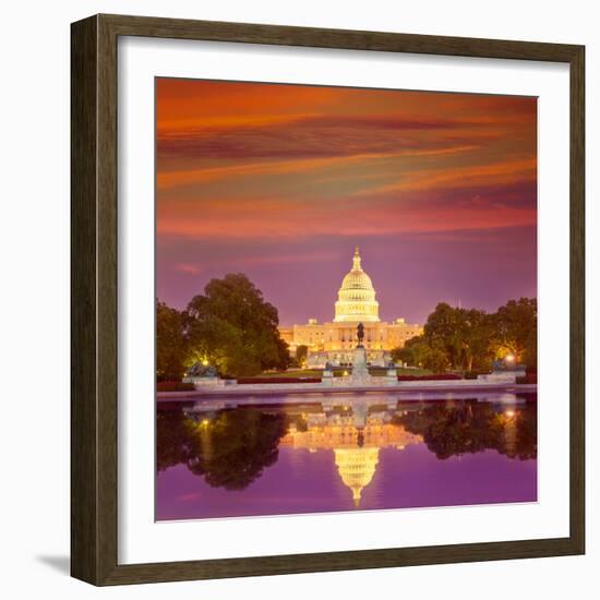 Capitol Building Sunset Congress of USA Washington DC US-holbox-Framed Photographic Print