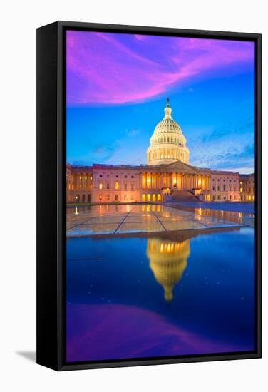 Capitol Building Washington DC Sunset at US Congress USA-holbox-Framed Stretched Canvas