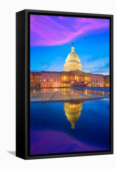 Capitol Building Washington DC Sunset at US Congress USA-holbox-Framed Stretched Canvas