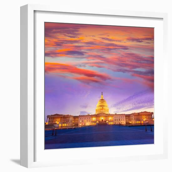 Capitol Building Washington DC Sunset at US Congress USA-holbox-Framed Photographic Print