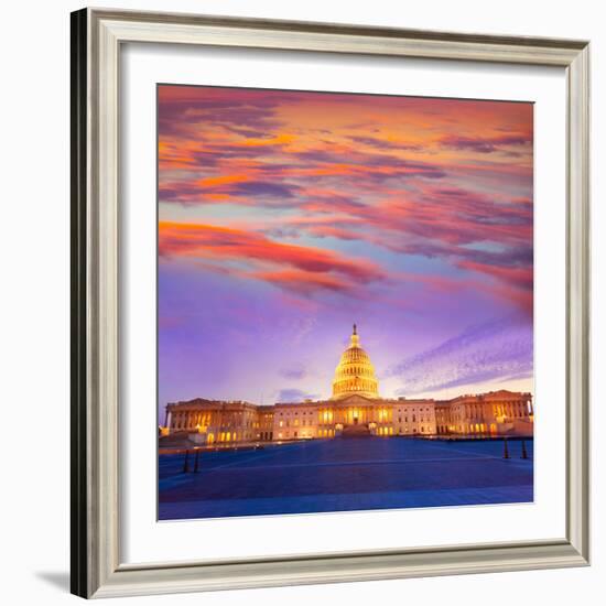 Capitol Building Washington DC Sunset at US Congress USA-holbox-Framed Photographic Print