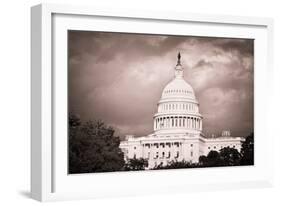 Capitol Building with Dramatic Cloudy Sky - Washington Dc, United States-Orhan-Framed Photographic Print